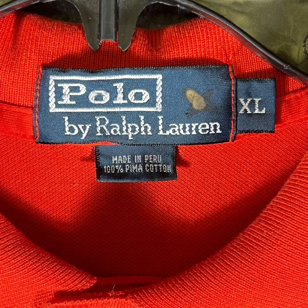 Polo Ralph Lauren‎ Men Orange Polo Shirt Size XL Made in Peru 100 Pima Cotton